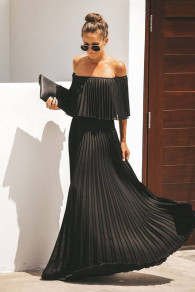 Γυναικείο σολέιγ φόρεμα X3575 μαύρο