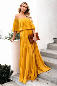 Γυναικείο σολέιγ φόρεμα X3575 κίτρινο