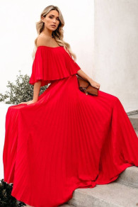 Γυναικείο σολέιγ φόρεμα X3575 κόκκινο