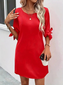 Γυναικείο φόρεμα με εντυπωσιακά μανίκια Z71121 κόκκινο