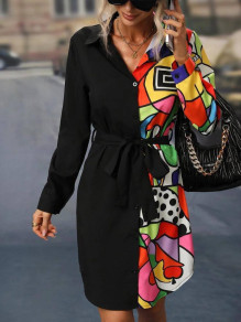 Γυναικείο πουκάμισο με στάμπα LP4844 μαύρο