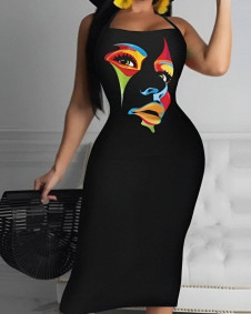 Γυναικείο φόρεμα με print Z50023 μαύρο
