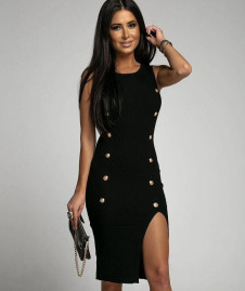 Γυναικείο φόρεμα με κουμπιά B5230 μαύρο