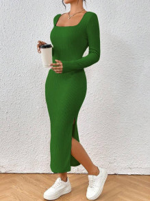 Γυναικείο φόρεμα με τετράγωνο ντεκολτέ AR3096 πράσινο