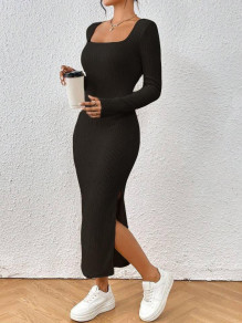 Γυναικείο φόρεμα με τετράγωνο ντεκολτέ AR3096 μαύρο