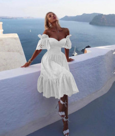 Γυναικείο δαντελένιο φόρεμα N1903 άσπρο