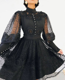 Γυναικείο δαντελένιο φόρεμα NI2224 μαύρο