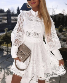 Γυναικείο δαντελένιο φόρεμα NI2224 άσπρο