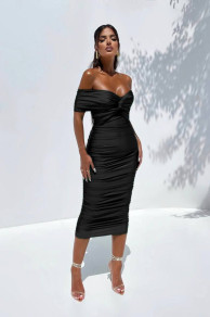 Γυναικείο έξωμο φόρεμα H5191 μαύρο