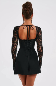 Γυναικείο φόρεμα με δαντέλα N1284 μαύρο