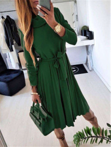 Γυναικείο μακρύ φόρεμα με ζώνη A3227 πράσινο