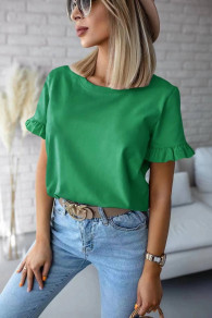 Γυναικεία μπλούζα με βολάν στα μανίκια X6337 πράσινο