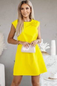 Γυναικείο φόρεμα με τριαντάφυλλο A1044 κίτρινο