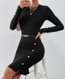 Γυναικείο φόρεμα με κουμπιά B2051 μαύρο
