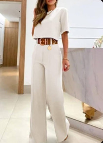 Γυναικείο σετ μπλούζα και παντελόνι 24013 άσπρο