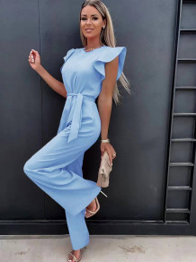 Γυναικεία κομψή  ολόσωμη φόρμα X6536 γαλάζιο