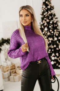 Γυναικείο εντυπωσιακό πουλόβερ SL5137 μωβ