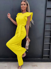 Γυναικεία κομψή  ολόσωμη φόρμα X6536 κίτρινο