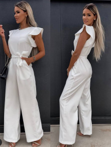 Γυναικεία κομψή  ολόσωμη φόρμα X6536 άσπρο