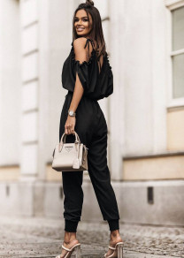 Γυναικεία κομψή  ολόσωμη φόρμα X6646 μαύρο