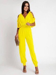 Γυναικεία κομψή  ολόσωμη φόρμα X6646 κίτρινο