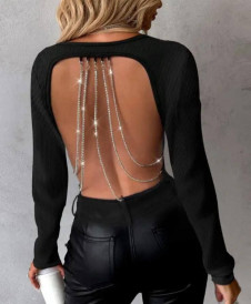 Γυναικεία μπλούζα με εντυπωσιακή πλάτη M2371 μαύρη