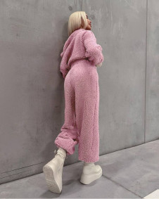 Γυναικείο fleece σετ μπουστάκι, παντελόνι και φούτερ 3 τεμαχίων FT3031 ροζ