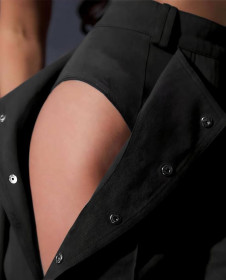 Γυναικείο εντυπωσιακό παντελόνι με κουμπιά FT2992 μαύρο