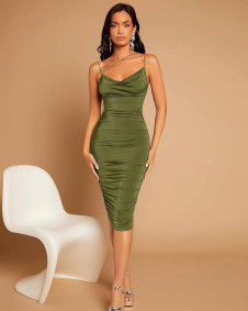Γυναικείο εφαρμοστό φόρεμα K23076 λαδί