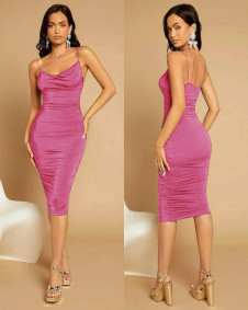 Γυναικείο εφαρμοστό φόρεμα K23076 ροζ