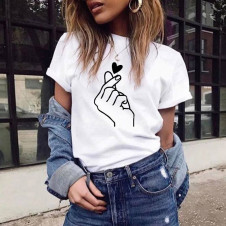 Γυναικείο κοντομάνικο μπλουζάκι με print  BR031