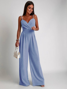 Γυναικεία κομψή  ολόσωμη φόρμα K4563 γαλάζιο
