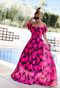 Γυναικείο μακρύ φόρεμα με print U62761