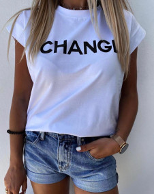 Γυναικείο κοντομάνικο μπλουζάκι change P3822 άσπρο
