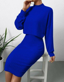 Γυναικείο σετ φόρεμα και  μπλούζα AR3124 μπλε