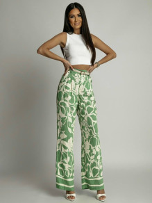 Γυναικείο σετ παντελόνι με ζώνη και τοπάκι K6320 πράσινο