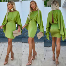 Γυναικείο σατέν φόρεμα K5889 πράσινο