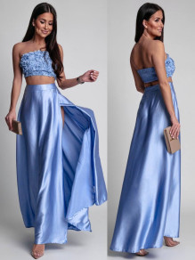 Γυναικείο σετ τοπάκι και φούστα K24788 γαλάζιο