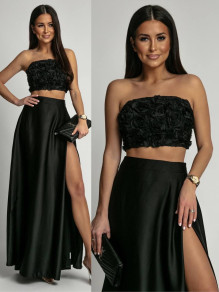 Γυναικείο σετ τοπάκι και φούστα K24788 μαύρο