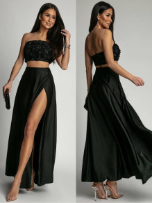 Γυναικείο σετ τοπάκι και φούστα K24788 μαύρο