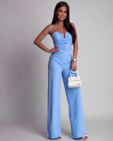 Γυναικεία εντυπωσιακή ολόσωμη φόρμα K24578 γαλάζια