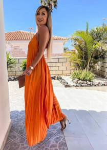 Γυναικείο σολέιγ φόρεμα FG2574B πορτοκαλί