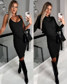Γυναικείο σετ φόρεμα και  μπλούζα K32443 μαύρο