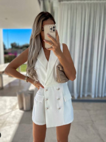 Γυναικείο φόρεμα με διπλό κούμπωμα X6424 άσπρο