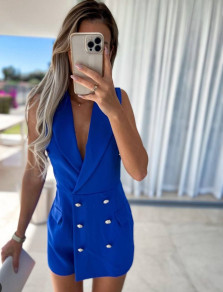 Γυναικείο φόρεμα με διπλό κούμπωμα X6424 μπλε