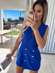 Γυναικείο φόρεμα με διπλό κούμπωμα X6424 μπλε