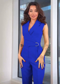 Γυναικεία κομψή ολόσωμη φόρμα 8778 μπλε