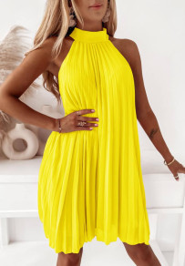 Γυναικείο ριχτό σολέιγ φόρεμα A1072 κίτρινο