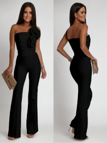 Γυναικεία κομψή ολόσωμη φόρμα K24579 μαύρη