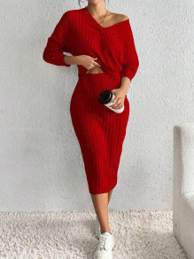 Γυναικείο σετ φούστα και μπλούζα AR3286  κόκκινο